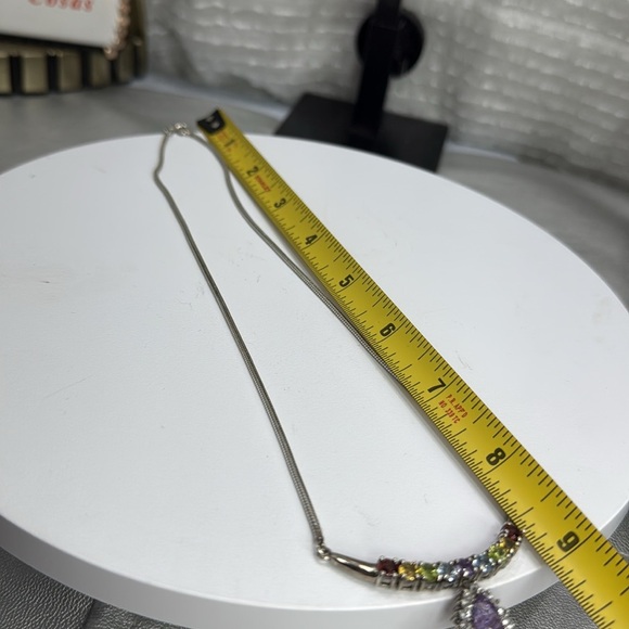 (Z4) Hammered 925 Italian silver choker with multicolored stones. Stunning Omega - Picture 8 of 8